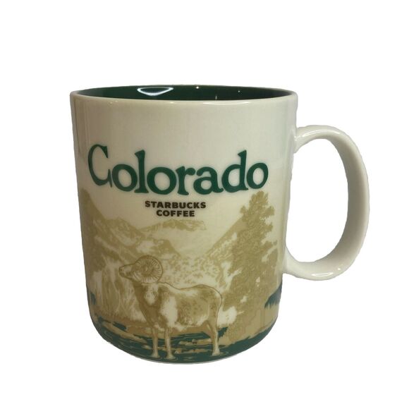 Starbucks Colorado 2012 Collector Series Coffee Tea Mug Cup 16 oz Skier‎ Ram - Picture 1 of 8